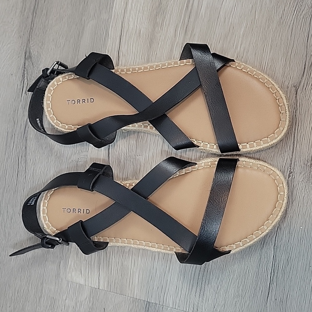 TORRID Black Multi Strap Espadrille Sandal 13WW